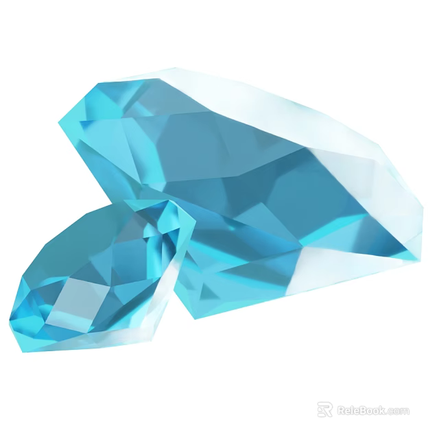 Blue Diamond Ornament Decoration Set with Polygonal Faceted Design for Home Decor 3d model 