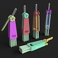 Colorful Bristle Brushes With Flower Decorations On Various Colored Handles