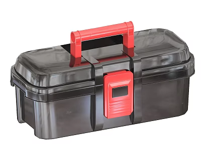 Black Hardware Toolbox With Red Handle For Durable Storage And Organization 3d model