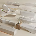 Modern Contemporary Reception Desk Designs With Curved Shapes And White Finish Accents