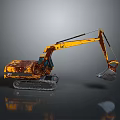 Rusty Yellow Heavy Duty Excavator Utility Vehicle With Tracks And Bucket
