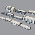 Modern Urban Building Complex With Multiple Architectural Structures And Glass Facades 3d model