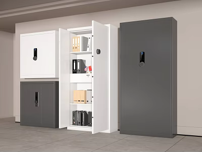 White and Gray Office File Cabinets With Open Doors Storing Folders And Documents 3d model