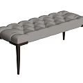 Elegant Beige Tufted Sofa Bench With Dark Wooden Legs And Comfortable Cushion