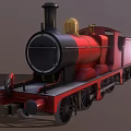 Red Vintage Steam Train With Golden Chimney Black Details And Number 5