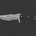 Tactical Serrated Blade Knife With Black Handle Metal Construction And Reflective Surface