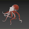Detailed Red Aquatic Octopus With Curved Tentacles In 3D Rendering 3d model