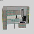 Modern kitchen cabinet island table 3d model