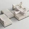 Unique Shaped Modular Sofa Beige Fabric Modern Living Room Design 3d model