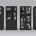 Gray Display Shelves with Glass Doors Books Decorations and Drawers for Office Storage