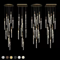 Elegant Modern Slender Crystal Chandeliers With Metal Frames Hanging From Ceiling