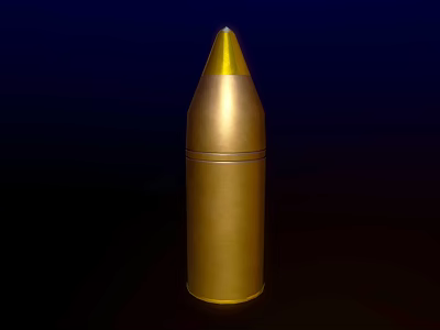 Golden Metal Bullet With Conical Tip On Dark Background 3d model