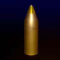Golden Metal Bullet With Conical Tip On Dark Background 3d model