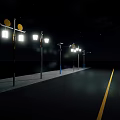 Various Styles Outdoor Lights Along Sidewalk Under Blue Sky Open View