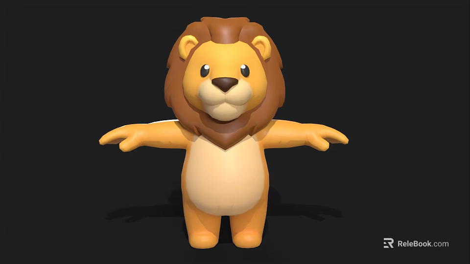 Cute 3D Cartoon Lion Character With Brown Mane And Open Arms 3d model 
