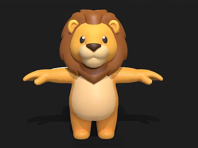 Cute 3D Cartoon Lion Character With Brown Mane And Open Arms 3d model