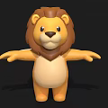 Cute 3D Cartoon Lion Character With Brown Mane And Open Arms