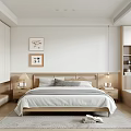Minimalist Modern Bedroom Interior Design With Wooden Headboard Nightstands Table Lamps Wall Art And Rug