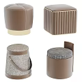 Brown Ottoman Collection With Different Designs Striped Patterned And Strap Details 3d model