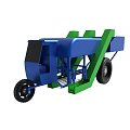 Blue And Green Three Wheel Transport Machine With Conveyor And Wheels