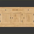 Wooden Storage Cabinet With Three Drawers Three Doors Black Handles Light Wood Finish