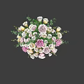 Colorful Flower Arrangement With Pink White Beige Blooms And Fresh Green Foliage