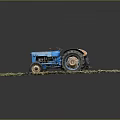 Detailed Blue Tractor Model on Circular Grassy Base with Dirt Tracks 3d model