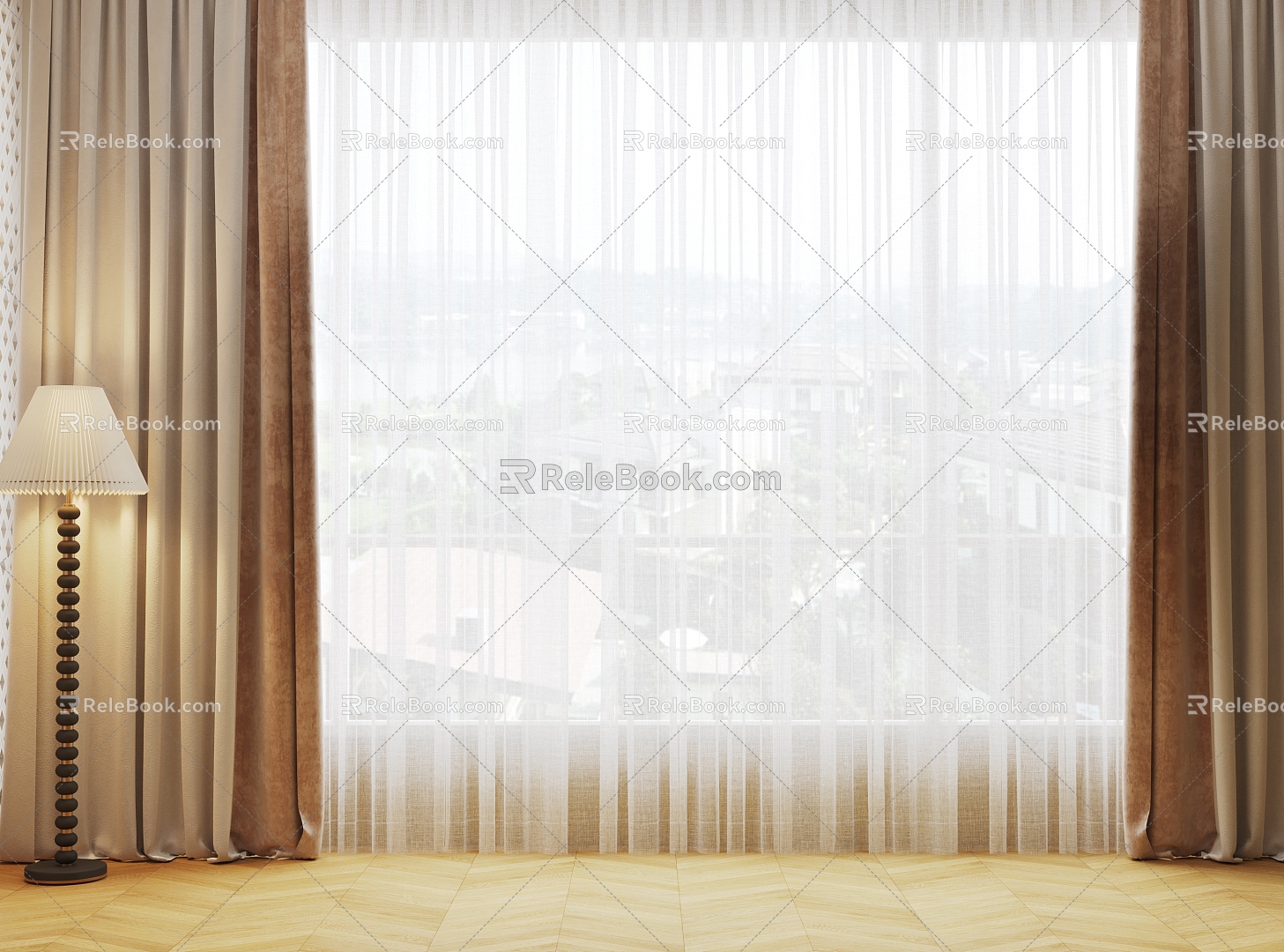 curtain gauze curtain pleated curtain solid color model