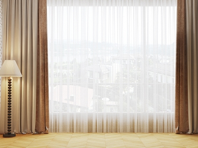 curtain gauze curtain pleated curtain solid color model