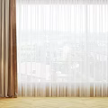 curtain gauze curtain pleated curtain solid color 3d model