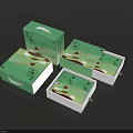 Elegant Green Tea Packaging Boxes With Handheld Design And Multiple 3d model