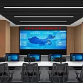modern monitoring room 3d model