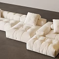 White Modular Sectional Sofa with Plush Cushions in Modern Minimalist Interior 3d model