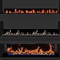 Modern Three Tiered Fireplace Design With Burning Flames And Sleek Frames