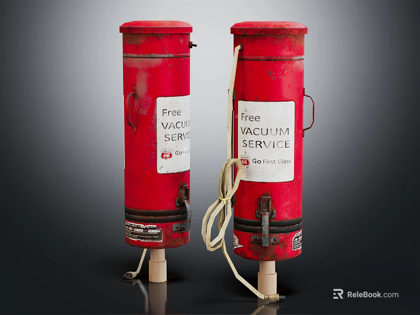 Red Free Vacuum Service Household Appliances With Labels And Power Cords 3d model 