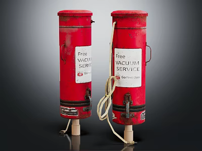Red Free Vacuum Service Household Appliances With Labels And Power Cords 3d model