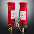 Red Free Vacuum Service Household Appliances With Labels And Power Cords
