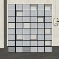 Modern Geometric Room Divider With White Grey Square Panels For Interior 3d model