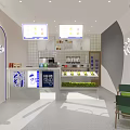 Modern Milk Tea Shop Interior With Counter Fresh Fruits And Drinks