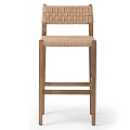 Set of Two Wooden Dining Chairs with Woven Seat and Modern Design