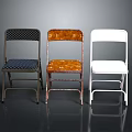 Modern Folding Chairs With Black Orange White Colors And Metal Frames