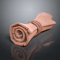 Rolled Up Brown Leather Scroll With Decorative Red Strap And Textured Surface Details 3d model