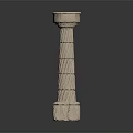 Detailed White Fluted Classical Column With Stone Base And Capital Structure 3d model