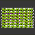 Green Plants In Layered Cultivation Structure With Multi Colored Base And Metal Supports