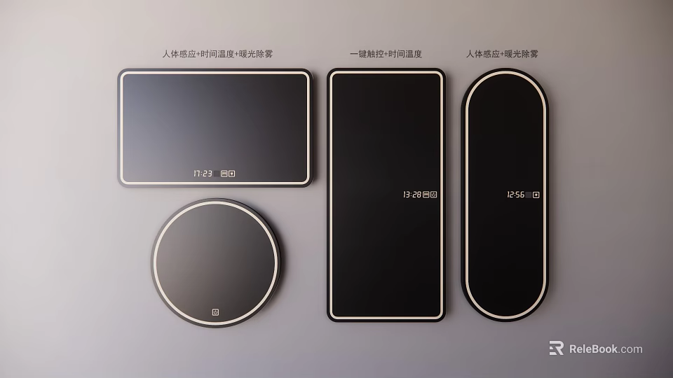 Modern Smart Mirror With Human Sensor Anti-Fog One-Touch Defogging Temperature Display Magnetic Function And Cabinet 3d model 