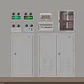 Fire Equipment Setup With Wall Mounted Control Panels Meters And Storage Cabinets 3d model