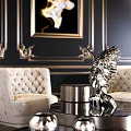 Elegant Luxurious Living Room Interior With Gold Accents Chandeliers And Plush Sofas