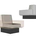 Modern Single Sofa With Geometric Square Structure Transparent Frame And White Brown Black Colors 3d model