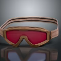Protective Goggles As Daily Necessities With Red Lenses And Brown Frame Straps
