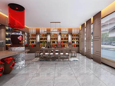 New Chinese Exhibition Hall Wine Exhibition Hall 3d model